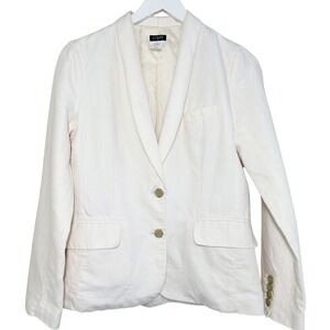 J. Crew Linen Blazer Shawl Collar Two Button‎ 2 Pockets Off-White Beige Classic